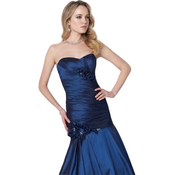 Cameron Blake by Mon Cheri NWT Taffeta Jacket Dress, Sapphire Blue Women's 14 - Picture 2 of 16